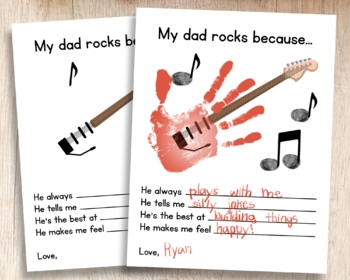 My Dad ROCKS Father 39 s Day Music Printable Handprint Craft Keepsake