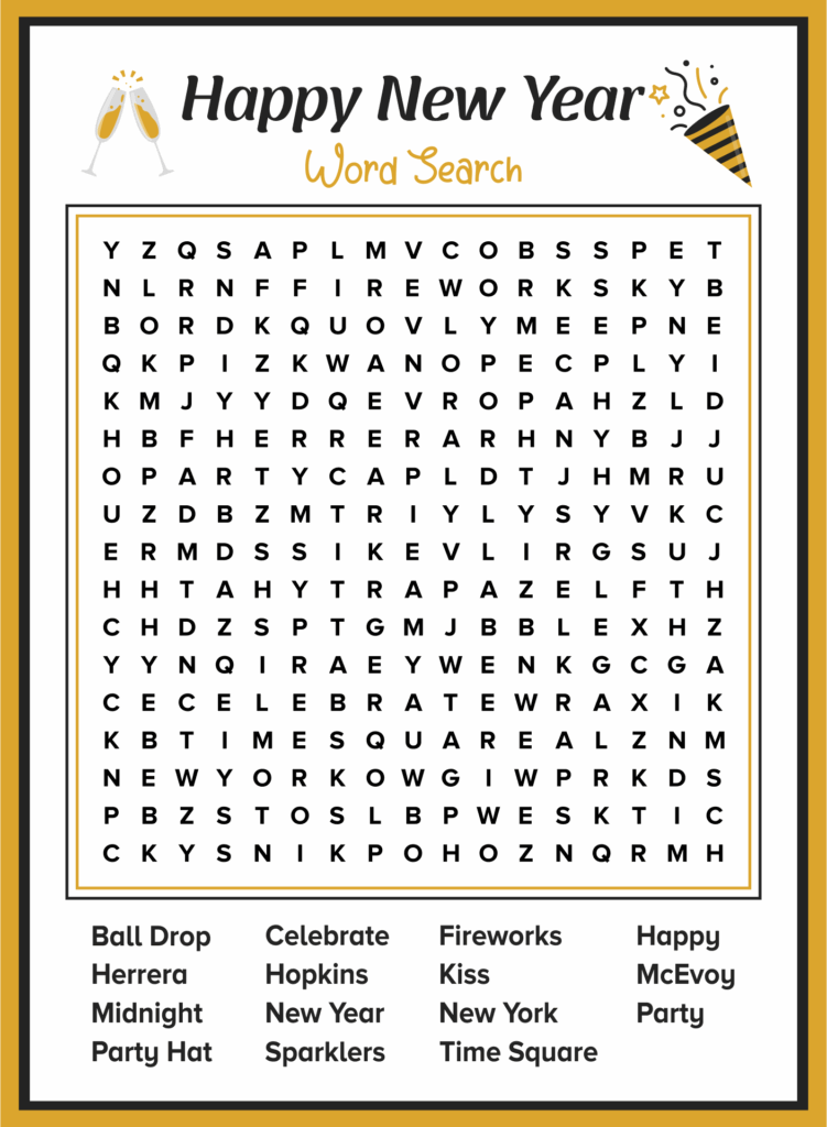 New Year 39 s Word Search Games 10 Free PDF Printables Printablee
