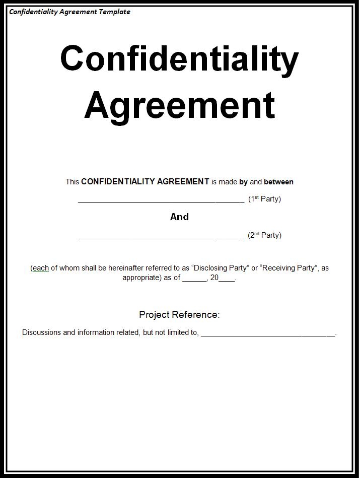 Non Disclosure Agreement Sample Free Printable Documents
