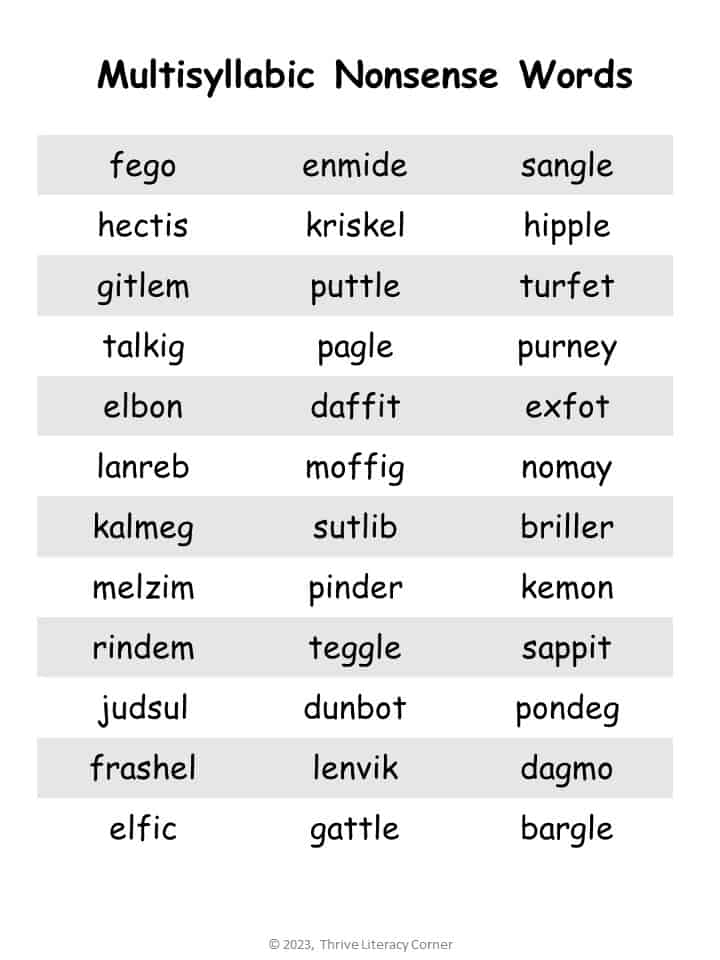 Nonsense Words In Reading Instruction Tips FREE Printables 