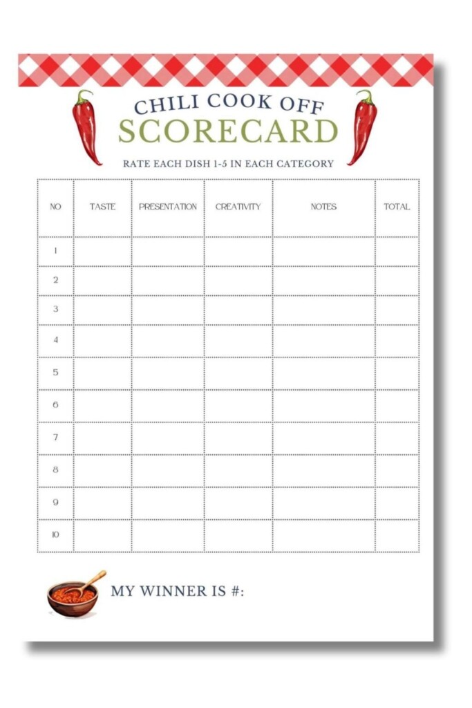 Pdf Free Printable Chili Cook Off Scorecards