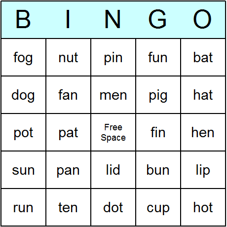 Phonics Cvc Words Bingo Cards Printable Bingo Activity Game And 