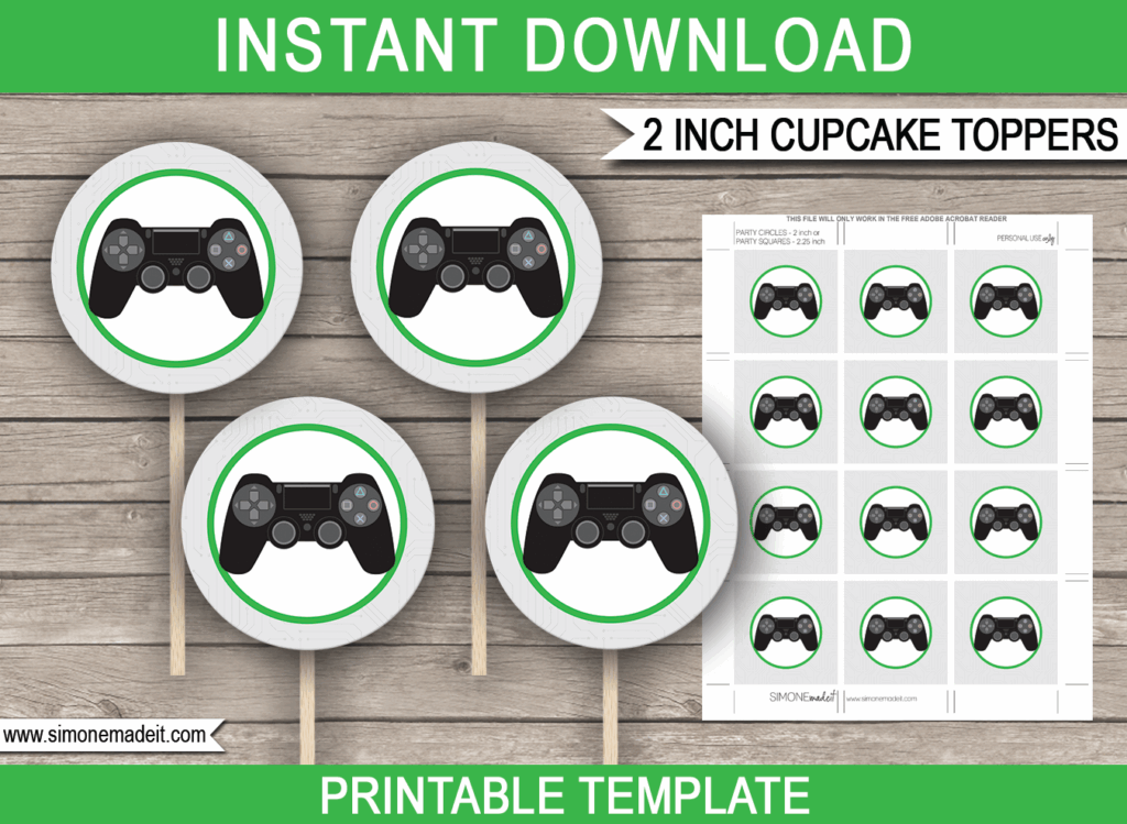 Playstation Party Cupcake Toppers Printable Gift Tags Video Game