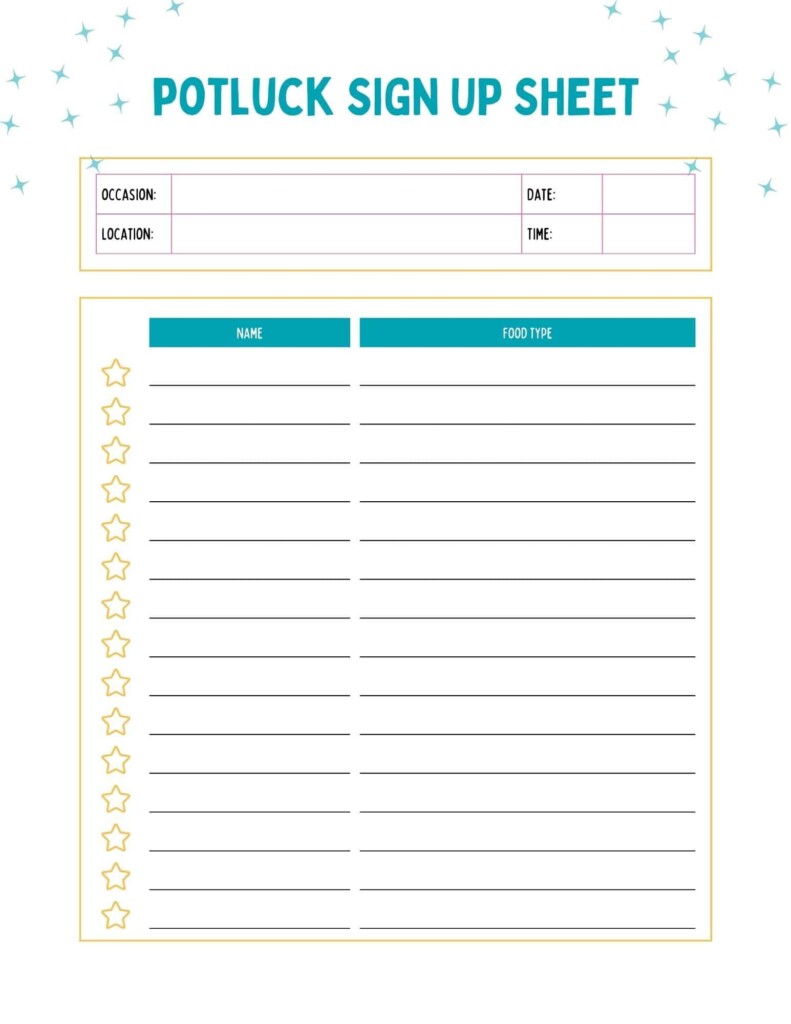 Potluck Sign Up Sheet Free Printable Prntbl concejomunicipaldechinu 