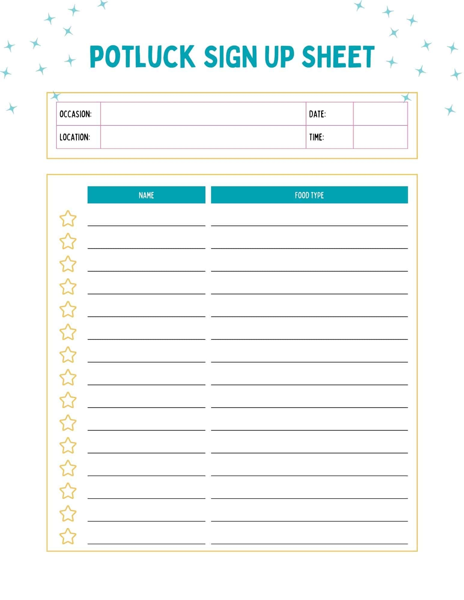 Potluck Sign Up Sheet Free Printable Prntbl concejomunicipaldechinu