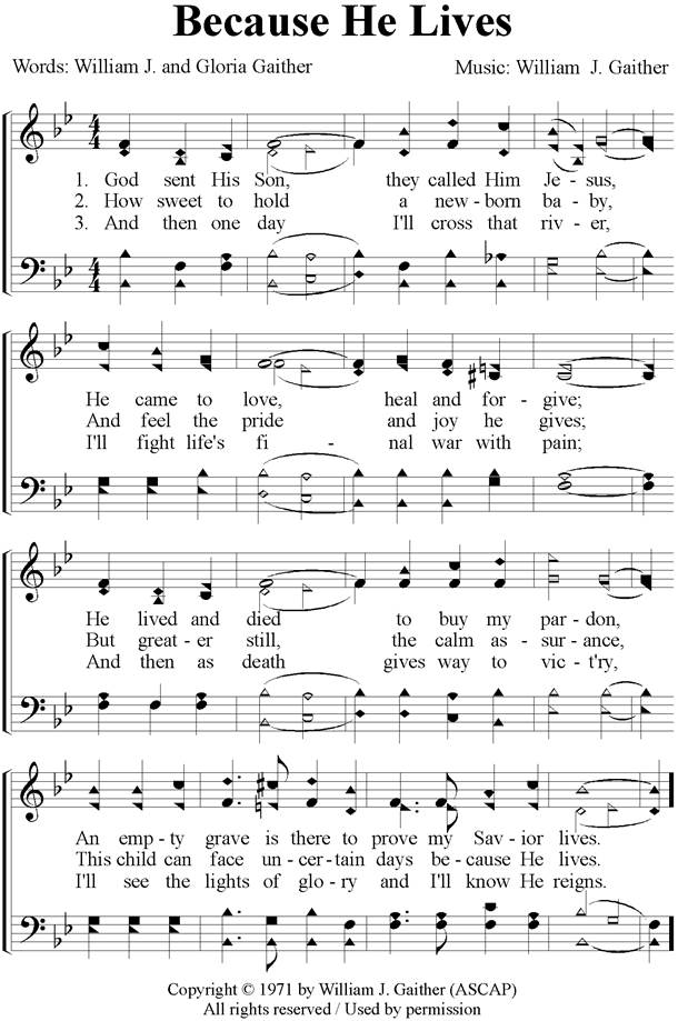 Printable Because He Lives Piano Sheet Music Free Pdf