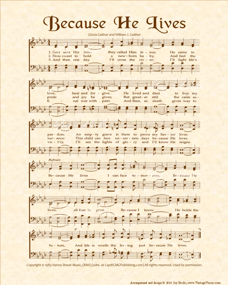 Printable Because He Lives Piano Sheet Music Free Pdf