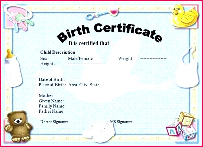 Printable Birth Certificate For Dolls