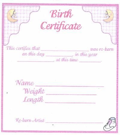 Printable Birth Certificate For Dolls