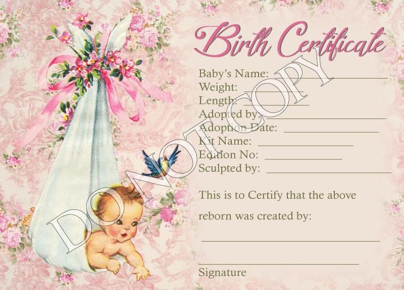 Printable Birth Certificate For Dolls