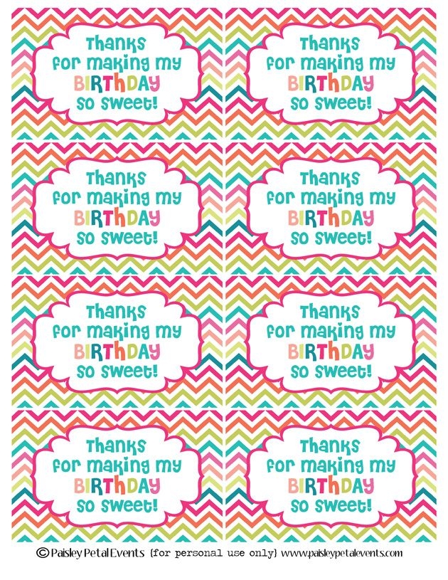 Printable Birthday Goodie Bag Message Printable Birthday Cards