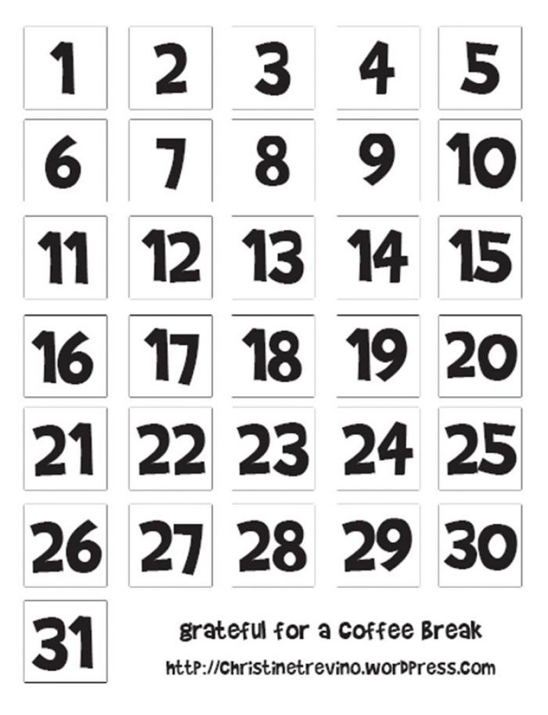Printable Calendar Numbers Free Printable Numbers 1 31 Pdf