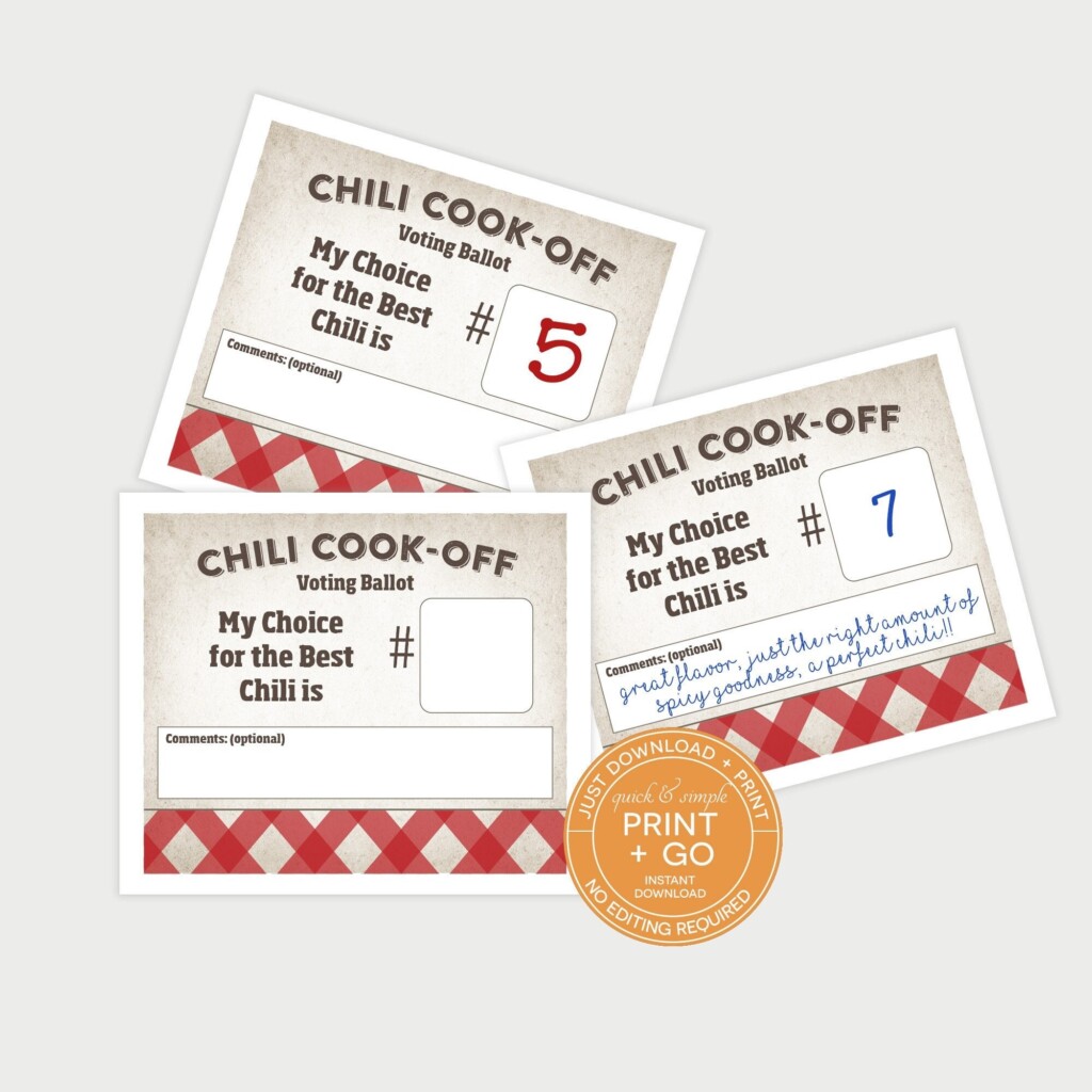 Printable Chili Cook off Easy Ballots Cook Off Competition Etsy