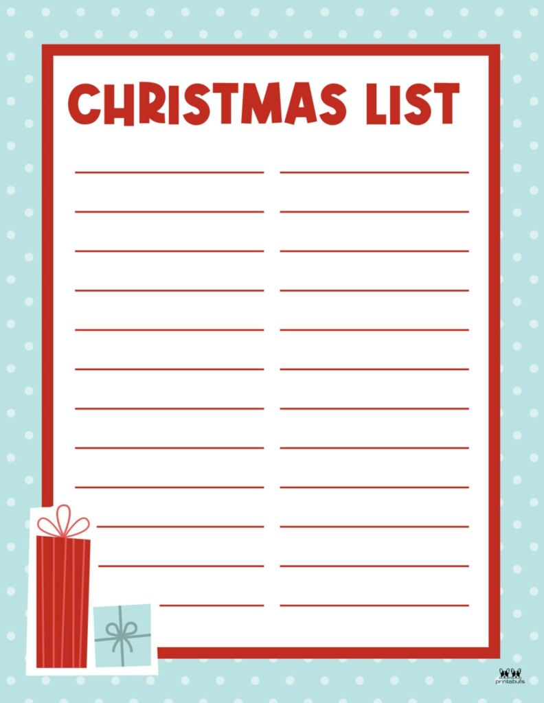 Printable Christmas Lists 25 FREE Printables PrintaBulk
