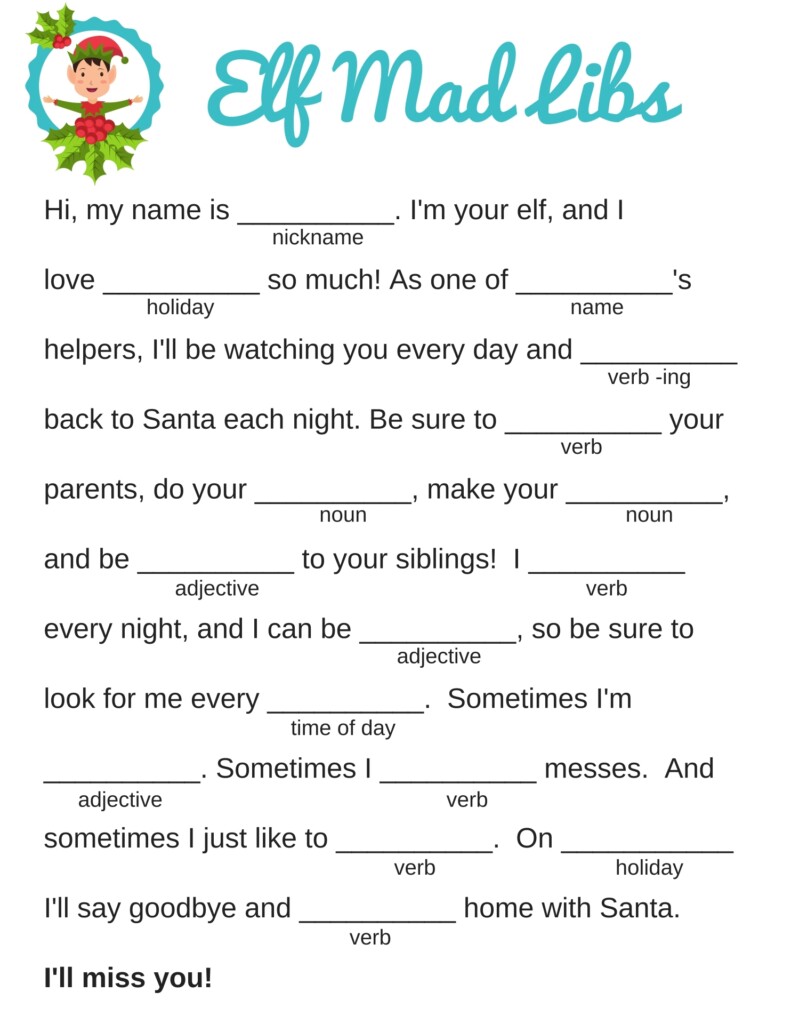 Printable Christmas Mad Libs Sheets Printable JD