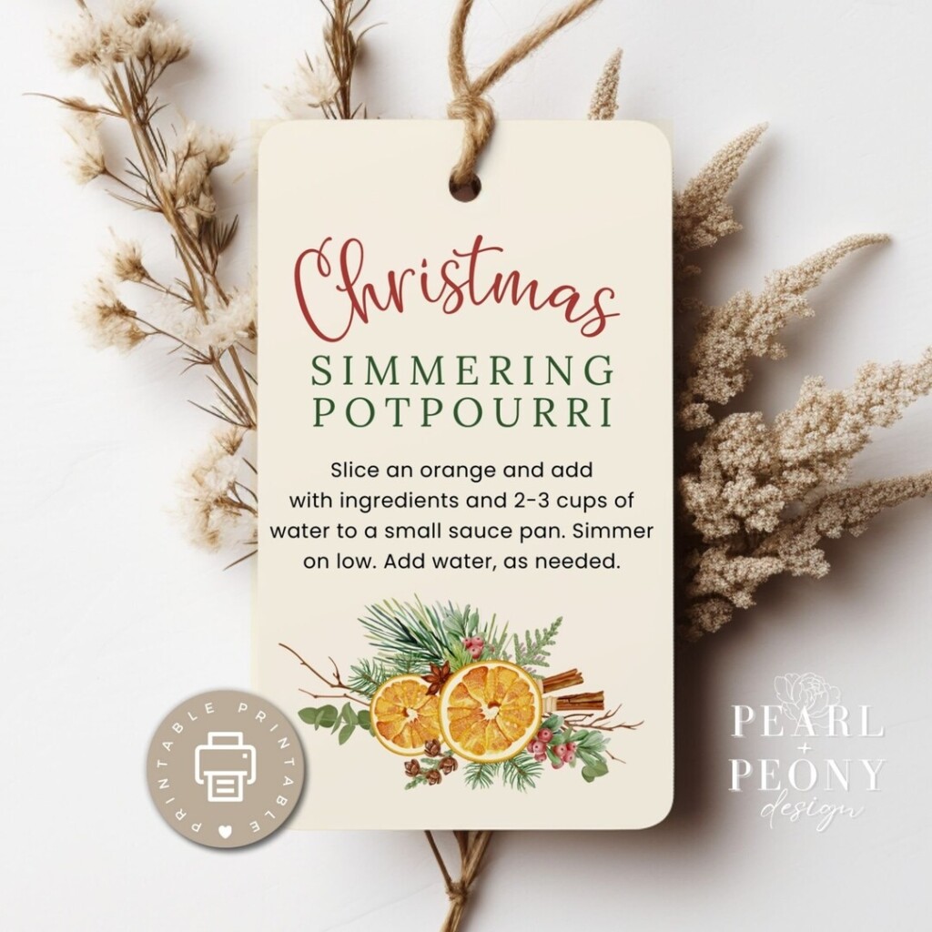 PRINTABLE Christmas Simmer Pot Tags Holiday Potpourri Gift Tag 