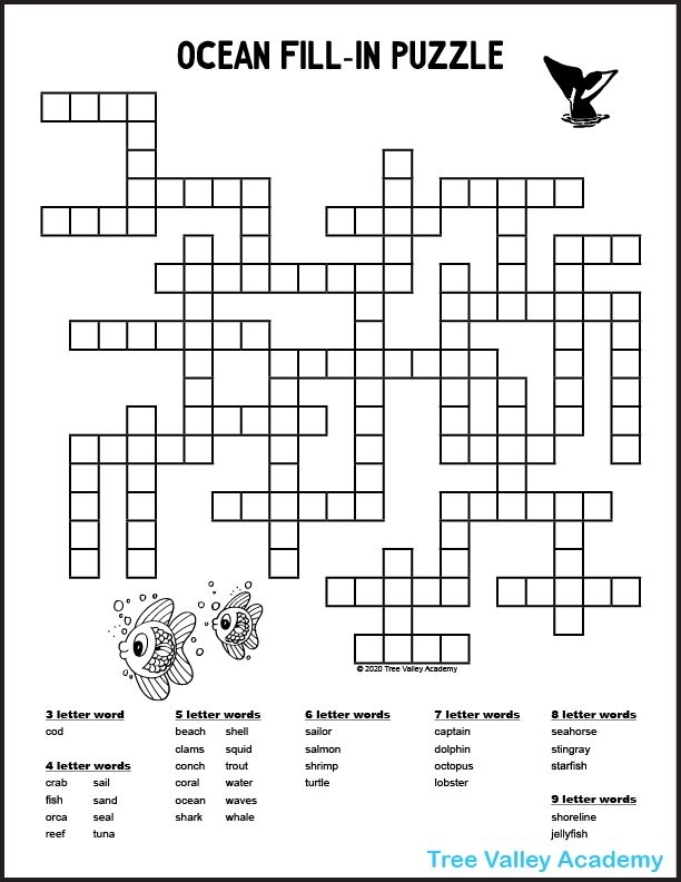 Printable Crossword Fill In Puzzles