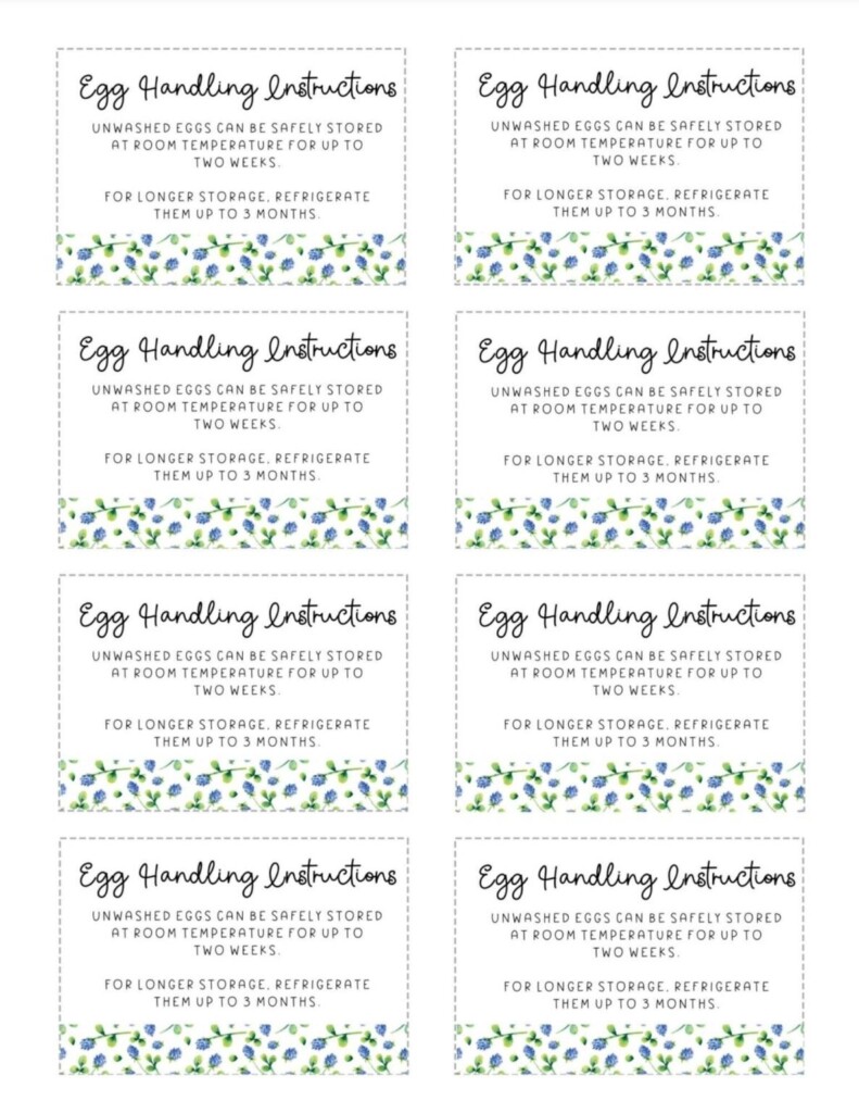 Printable Egg Handling Instructions Cute Free 