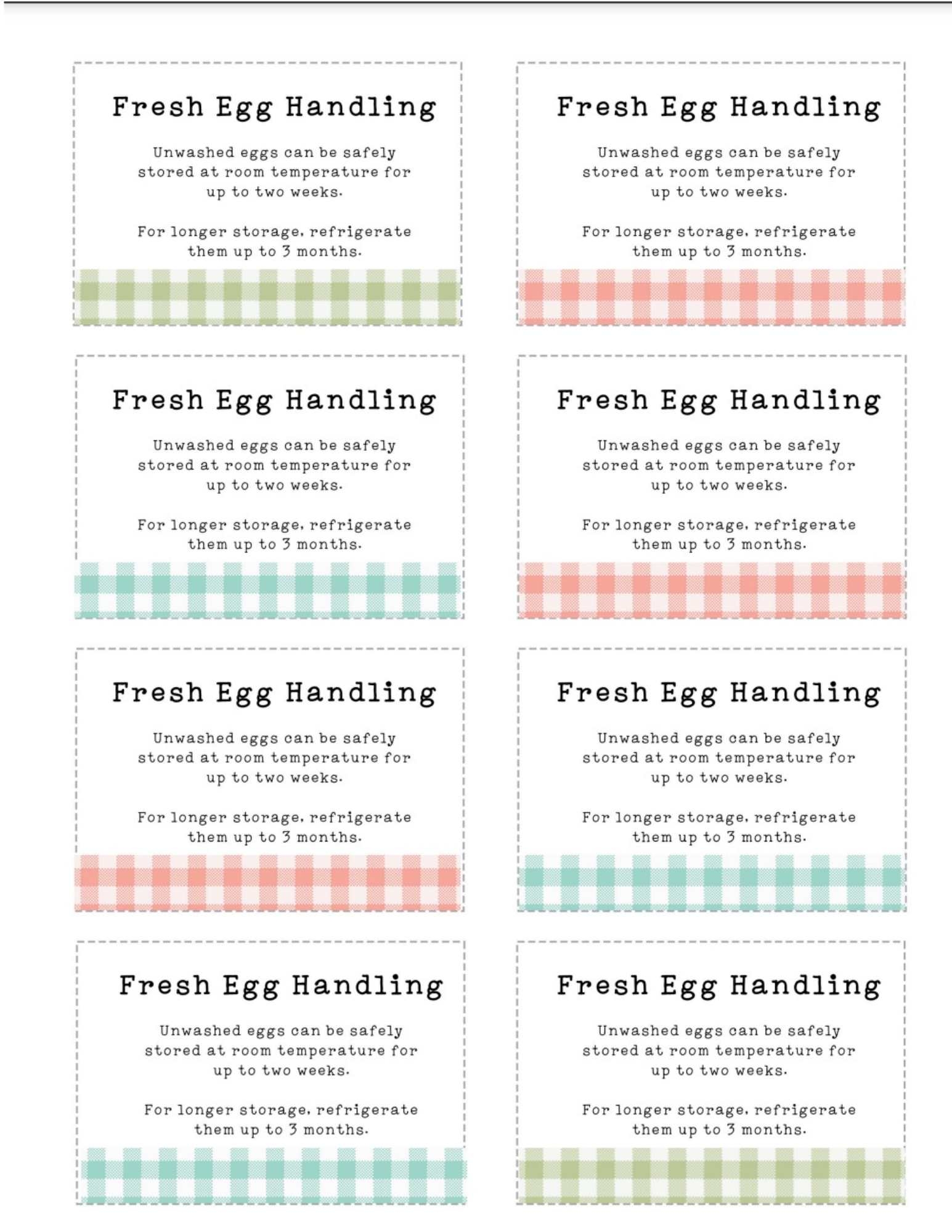 Printable Egg Handling Instructions Cute Free