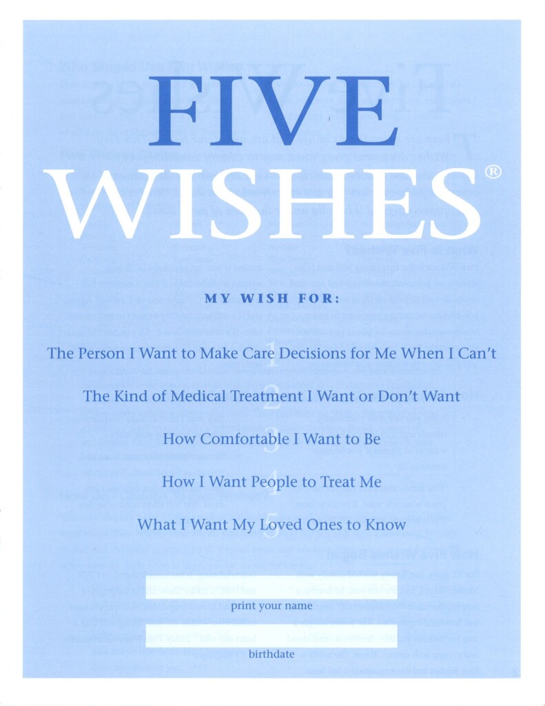 Printable Five Wishes Online Free Pdf