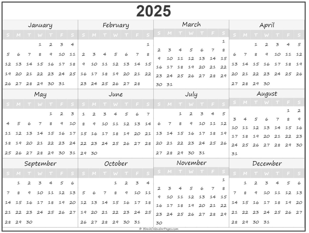 Printable Full Year 2025 Calendar Christian J Johnsen