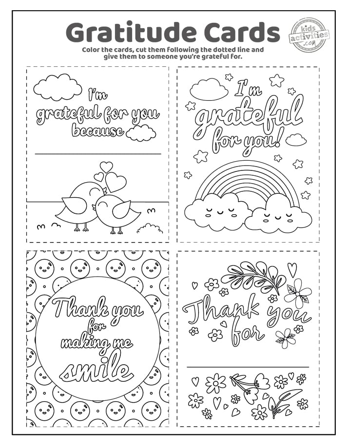 Printable Gratitude Quote Cards For Kids Coloring Pages Kids 