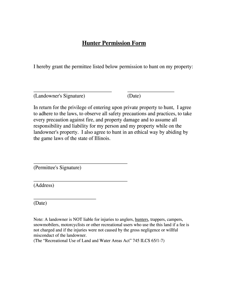 Printable Hunting Permission Form Fill Out Sign Online DocHub