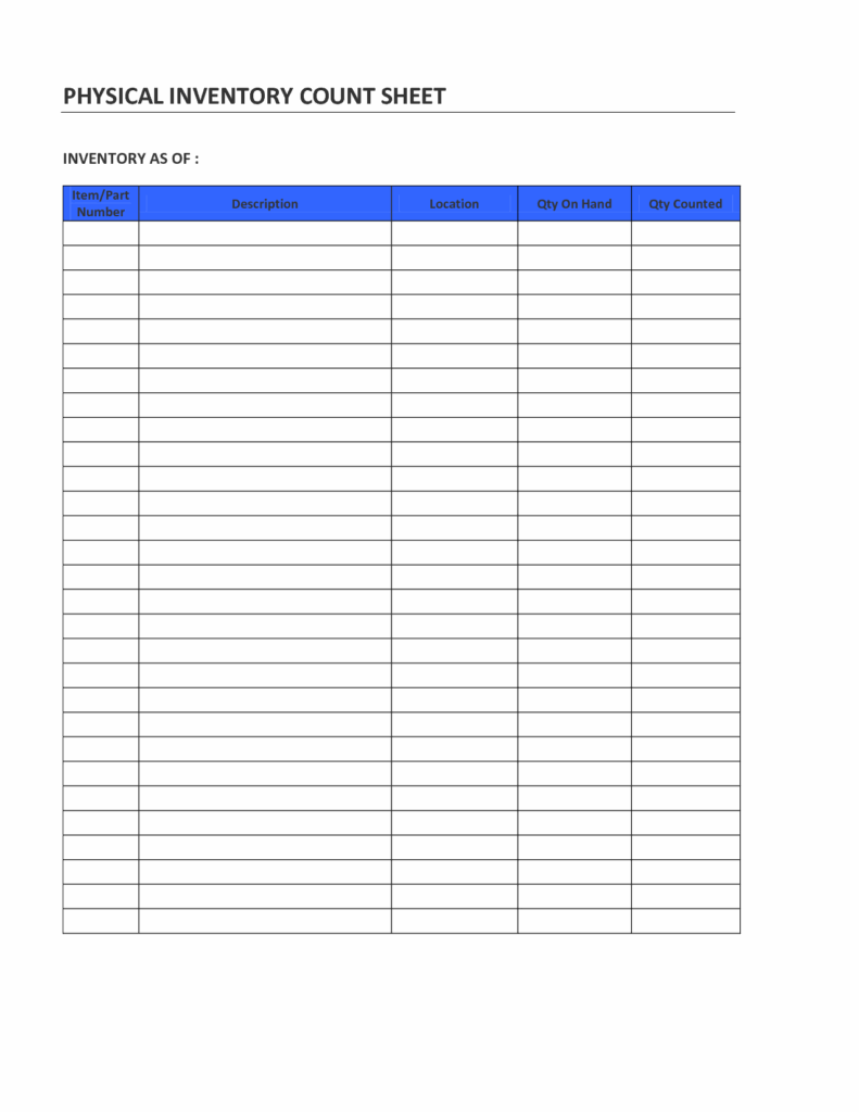Printable Inventory Sheets