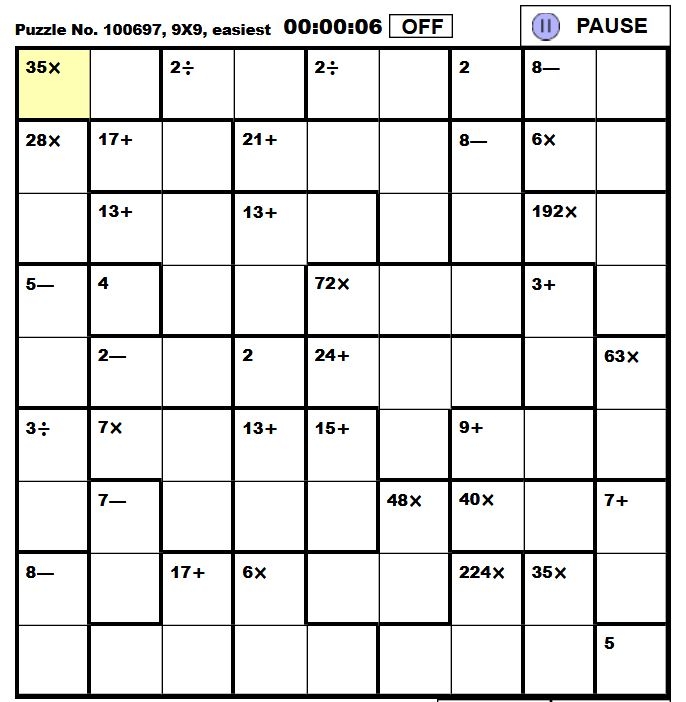 Printable Kenken Puzzles