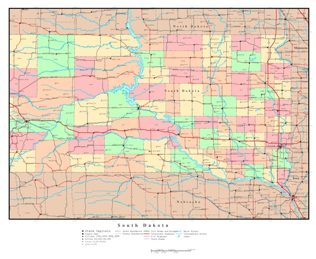 Printable Map Of South Dakota