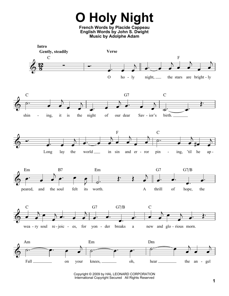 Printable O Holy Night Piano Sheet Music