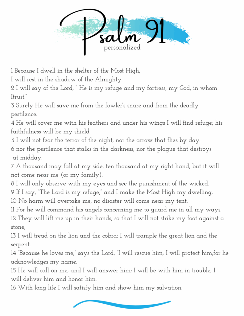 Printable Psalm 91 Prayer