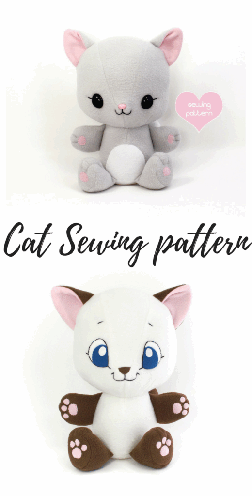 Printable Stuffed Cat Sewing Pattern Free