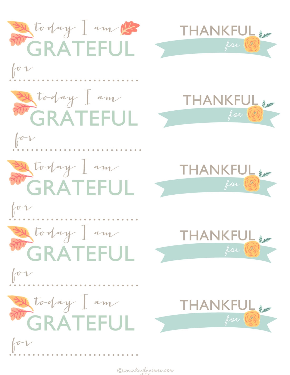 Printable Thankful Cards