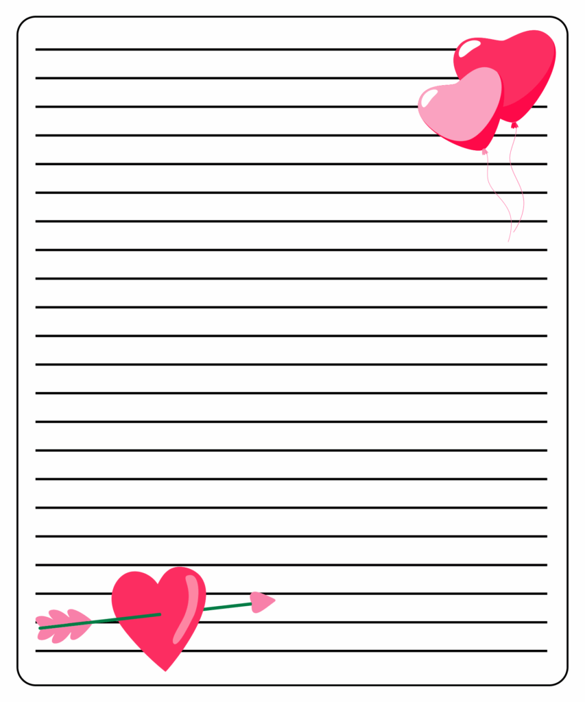 Printable Valentine Stationery Template Valentines Letter Free 