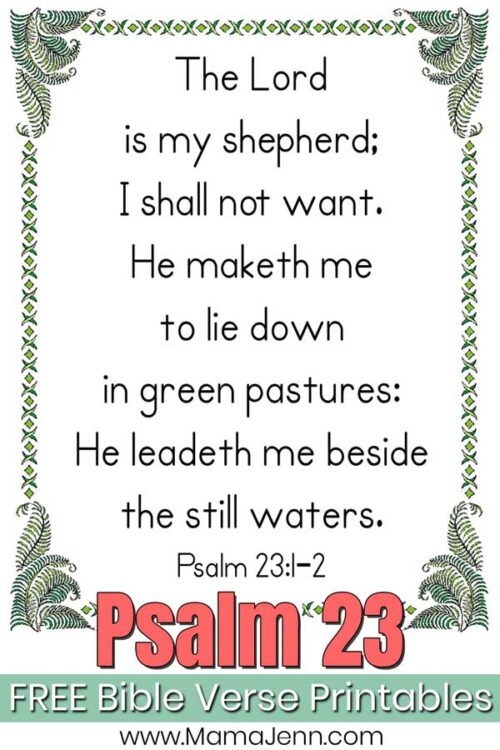 Psalm 23 Bible Verse Printables FREE Download 