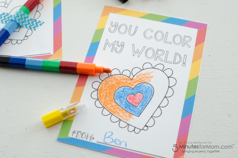  quot You Color My World quot Free Printable Valentines