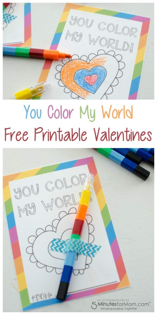  quot You Color My World quot Free Printable Valentines