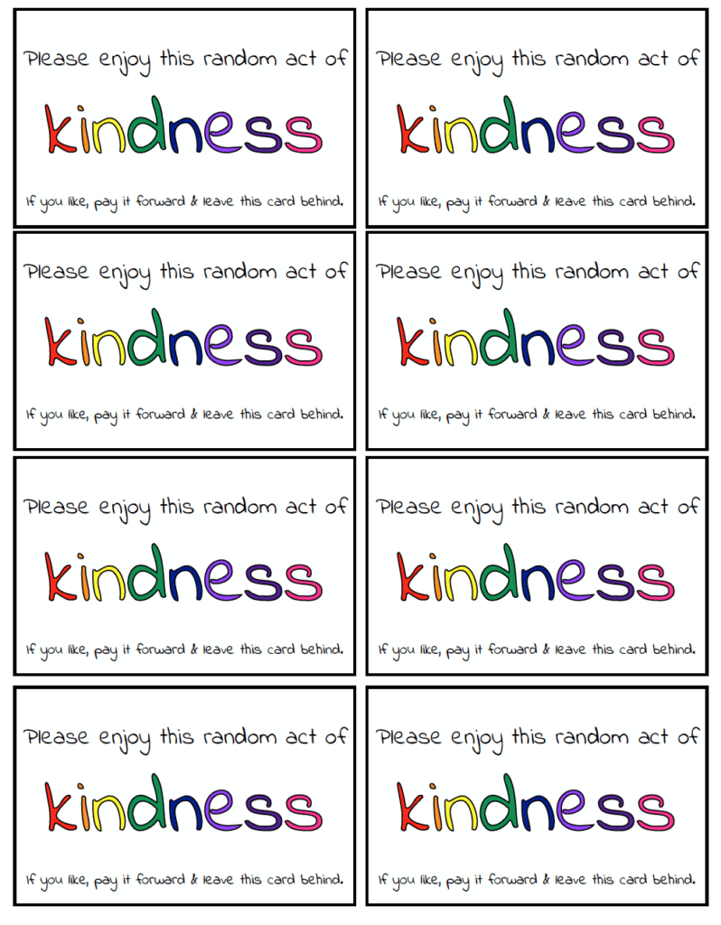 Random Acts Of Kindness Cards Templates