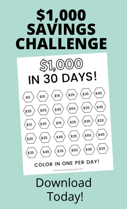 Save 1 000 In 30 Days Printable Money Saving Strategies Saving