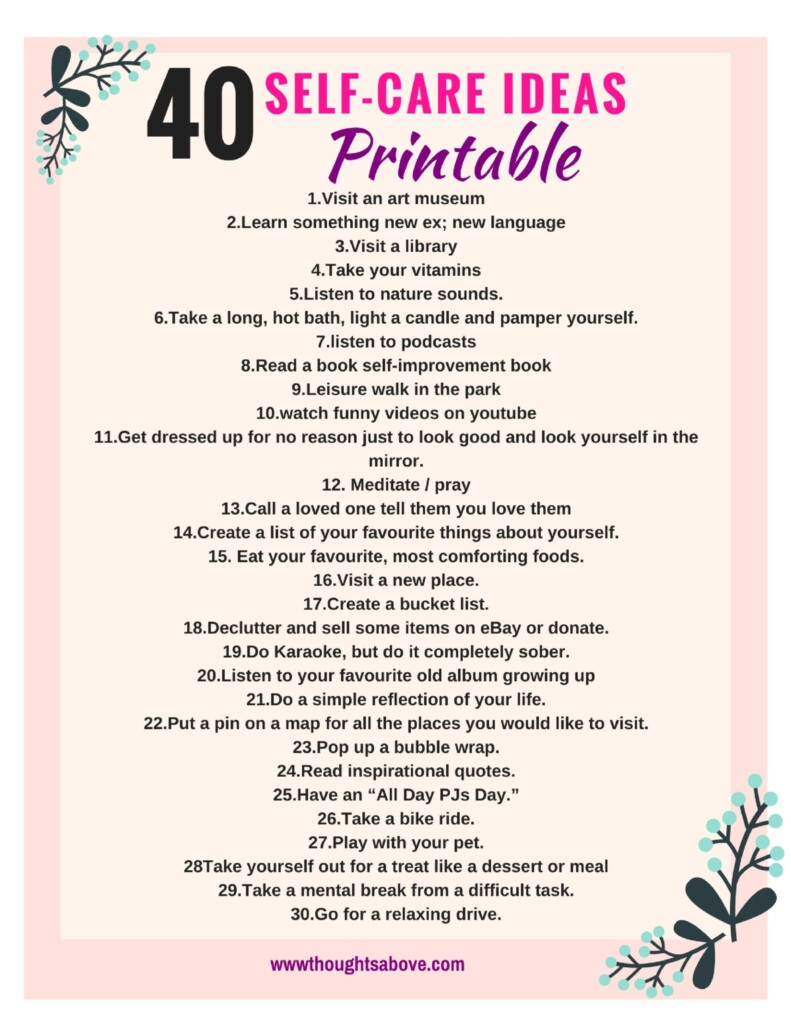 Self Care Printable Worksheets Printable Online