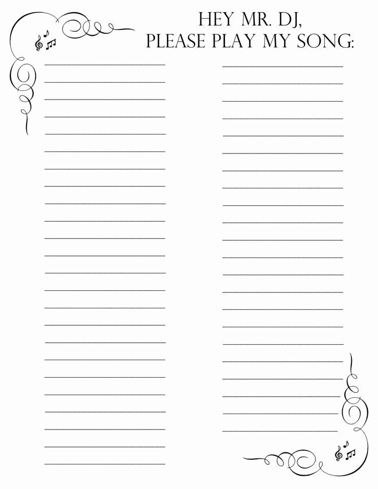 Sheet Template Free Printable Karaoke Song Request Slips Template 