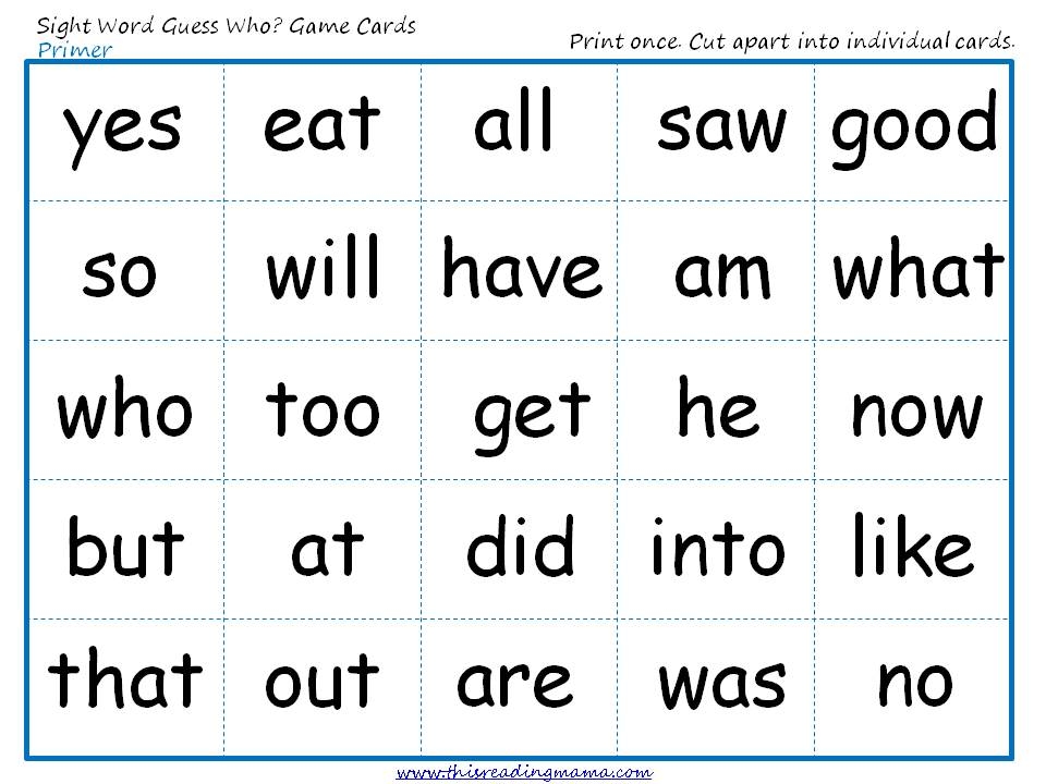 Sight Word Flashcards Free Printable