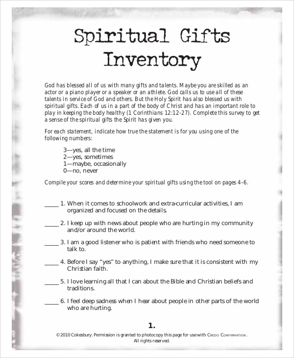 Spiritual Gifts Test Free Printable