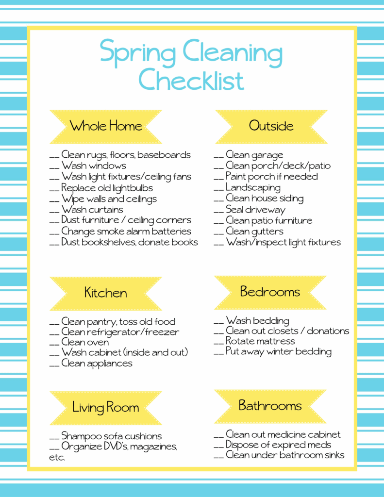 Spring Cleaning Checklist Printable