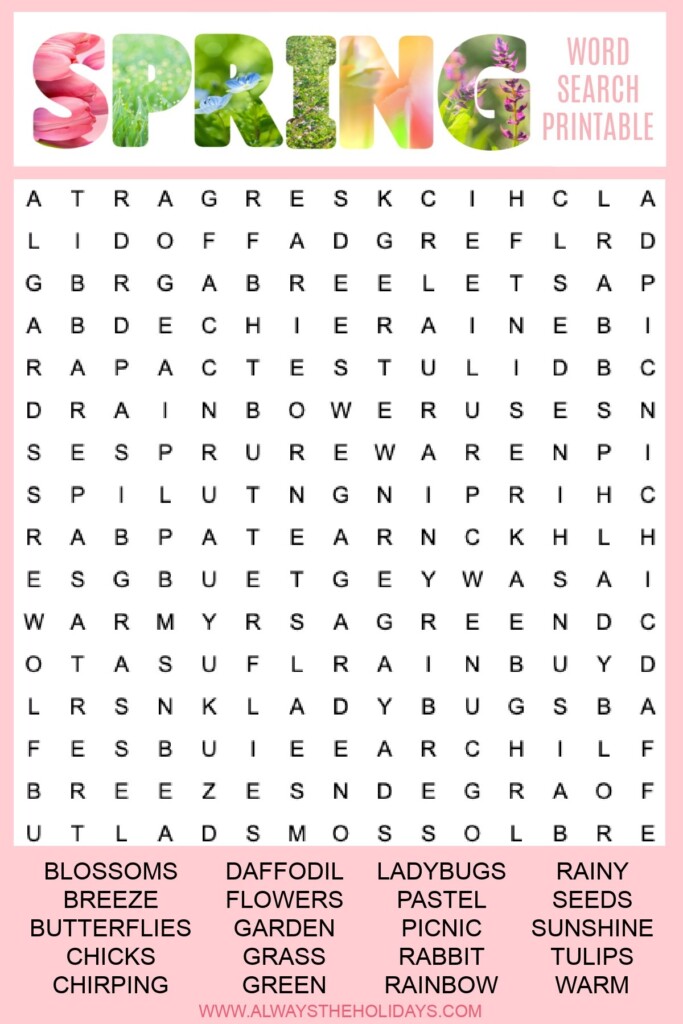 Spring Word Search Printable Free Word Find With Answer Key