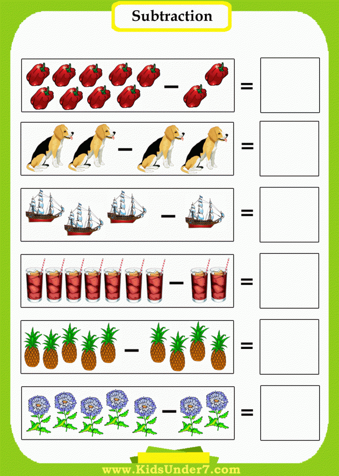 Subtraction For Kindergarten With Pictures Worksheets WorksheetsCity