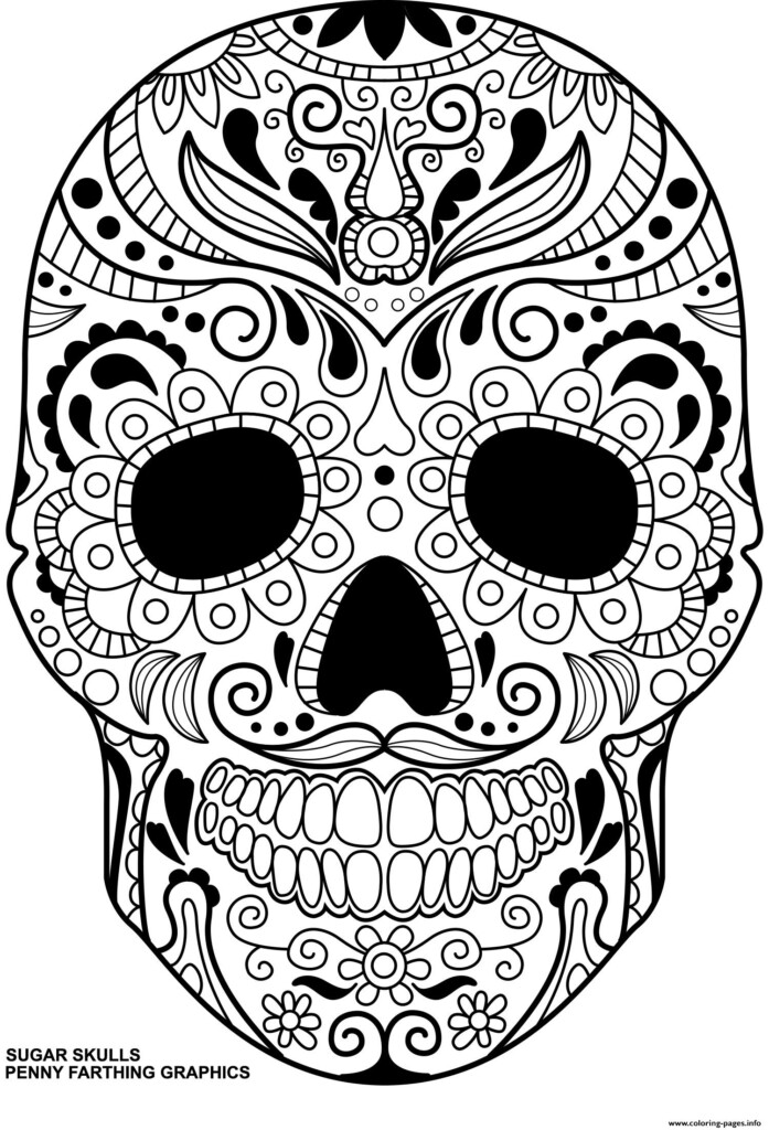 Sugar Skulls Day Of The Dead Calavera Coloring Pages Printable