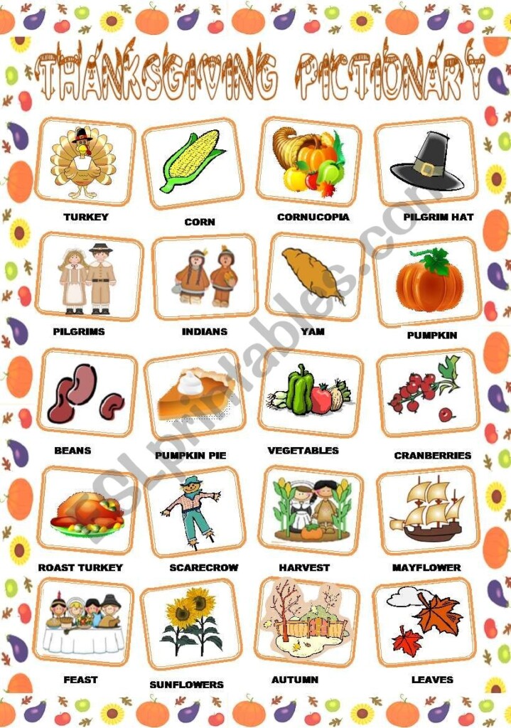 Thanksgiving Pictionary Free Printable