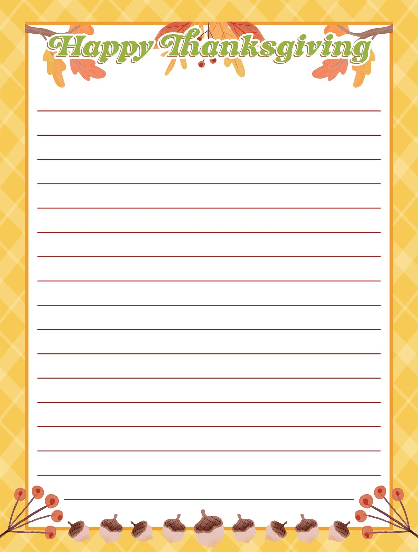Thanksgiving Writing Paper 10 Free PDF Printables Printablee